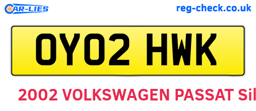 OY02HWK are the vehicle registration plates.