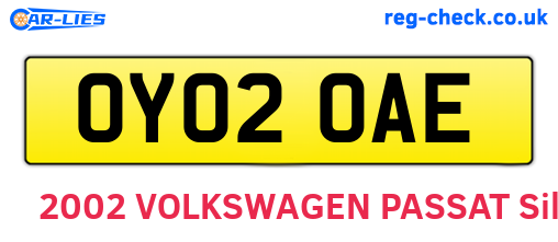 OY02OAE are the vehicle registration plates.