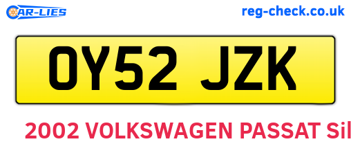 OY52JZK are the vehicle registration plates.