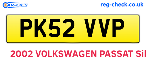 PK52VVP are the vehicle registration plates.