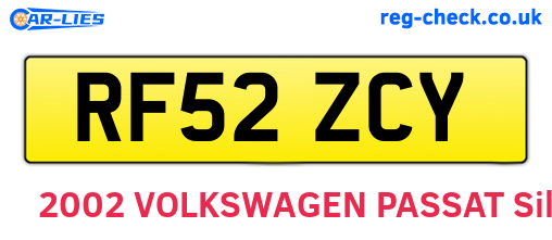 RF52ZCY are the vehicle registration plates.