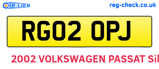RG02OPJ are the vehicle registration plates.