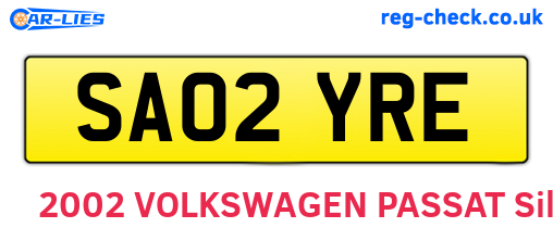 SA02YRE are the vehicle registration plates.