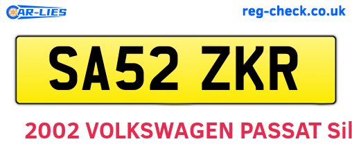 SA52ZKR are the vehicle registration plates.