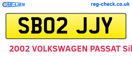 SB02JJY are the vehicle registration plates.