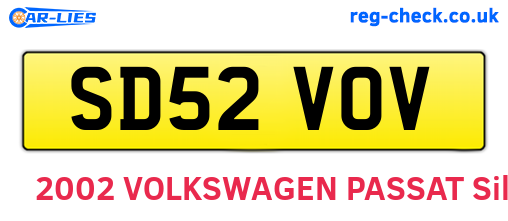 SD52VOV are the vehicle registration plates.