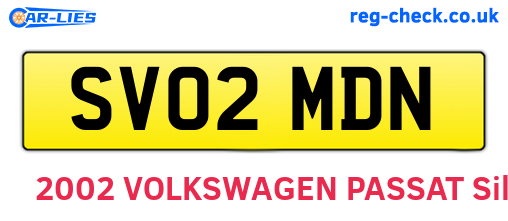 SV02MDN are the vehicle registration plates.