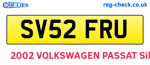 SV52FRU are the vehicle registration plates.