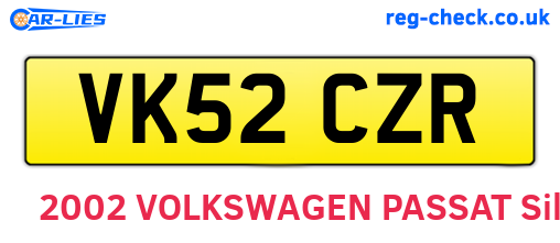 VK52CZR are the vehicle registration plates.