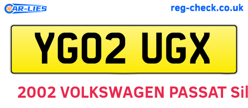 YG02UGX are the vehicle registration plates.