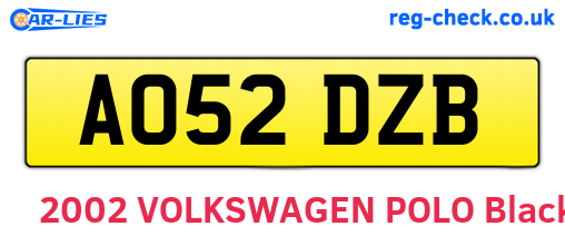 AO52DZB are the vehicle registration plates.