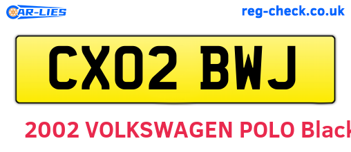 CX02BWJ are the vehicle registration plates.