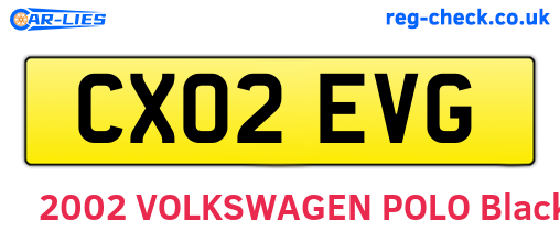 CX02EVG are the vehicle registration plates.