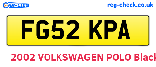 FG52KPA are the vehicle registration plates.