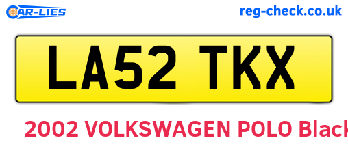 LA52TKX are the vehicle registration plates.