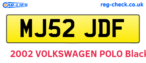 MJ52JDF are the vehicle registration plates.