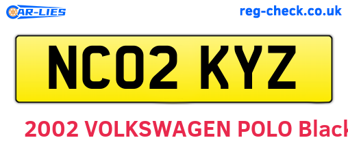 NC02KYZ are the vehicle registration plates.