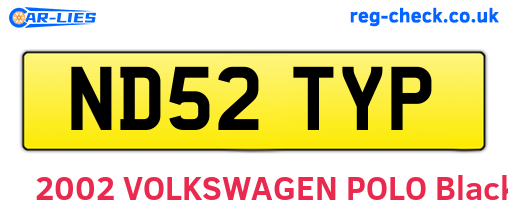 ND52TYP are the vehicle registration plates.