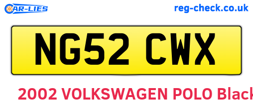 NG52CWX are the vehicle registration plates.