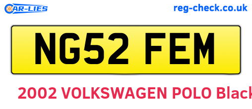NG52FEM are the vehicle registration plates.