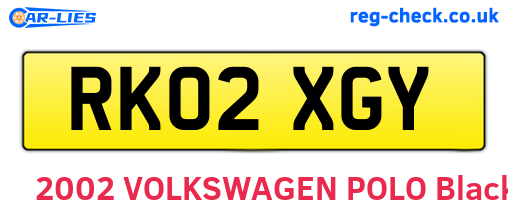 RK02XGY are the vehicle registration plates.