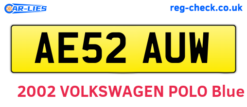 AE52AUW are the vehicle registration plates.