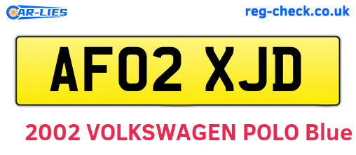 AF02XJD are the vehicle registration plates.