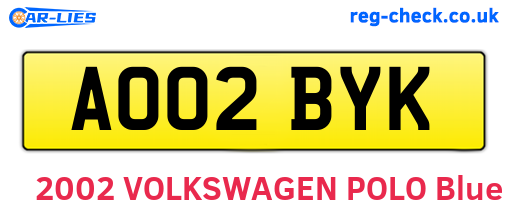 AO02BYK are the vehicle registration plates.