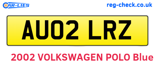 AU02LRZ are the vehicle registration plates.