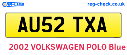 AU52TXA are the vehicle registration plates.
