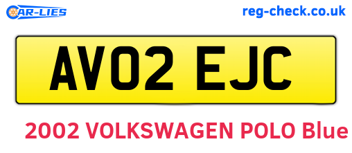 AV02EJC are the vehicle registration plates.