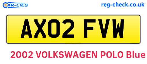 AX02FVW are the vehicle registration plates.