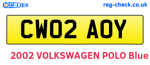 CW02AOY are the vehicle registration plates.