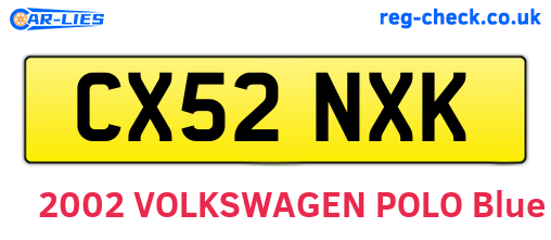 CX52NXK are the vehicle registration plates.