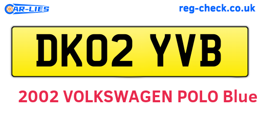 DK02YVB are the vehicle registration plates.