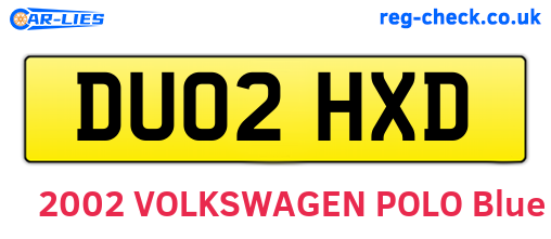 DU02HXD are the vehicle registration plates.