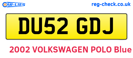 DU52GDJ are the vehicle registration plates.