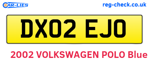 DX02EJO are the vehicle registration plates.