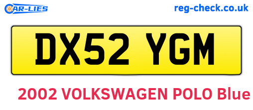 DX52YGM are the vehicle registration plates.