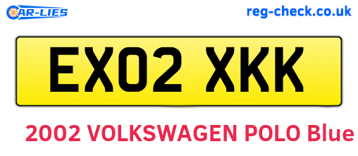 EX02XKK are the vehicle registration plates.