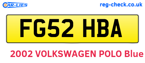 FG52HBA are the vehicle registration plates.