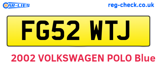 FG52WTJ are the vehicle registration plates.