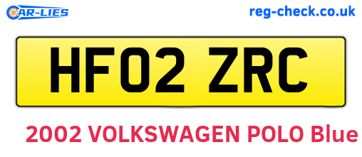 HF02ZRC are the vehicle registration plates.