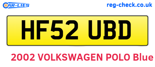 HF52UBD are the vehicle registration plates.