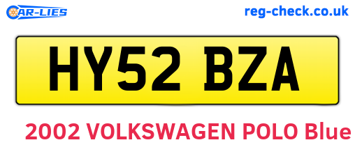 HY52BZA are the vehicle registration plates.