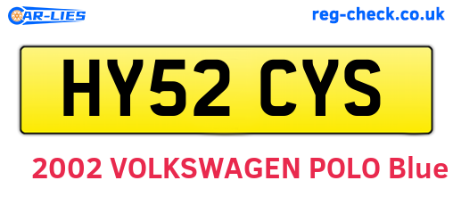 HY52CYS are the vehicle registration plates.