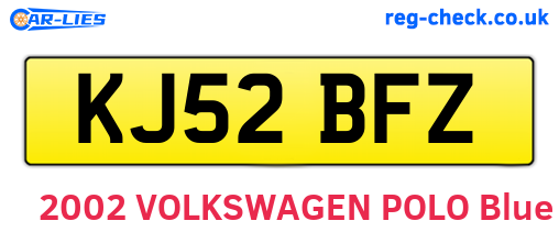 KJ52BFZ are the vehicle registration plates.