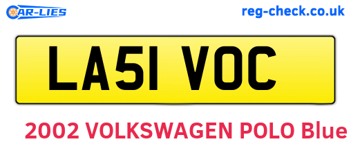 LA51VOC are the vehicle registration plates.