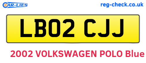 LB02CJJ are the vehicle registration plates.