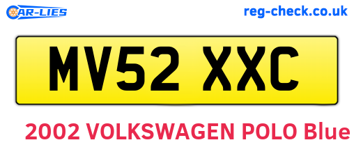 MV52XXC are the vehicle registration plates.